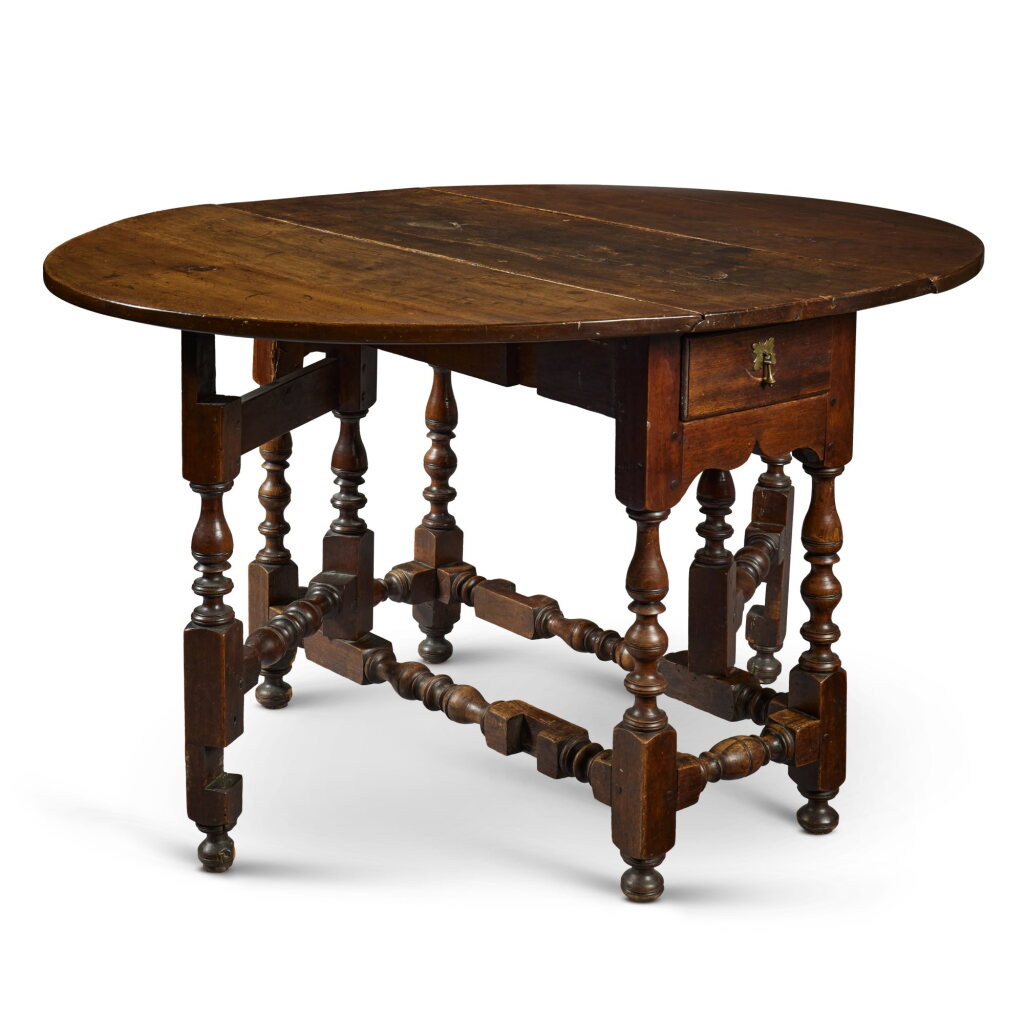 View full screen - View 1 of Lot 67. A Fine William and Mary Diminutive Walnut Gateleg Table, Philadelphia, Pennsylvania, Circa 1715.