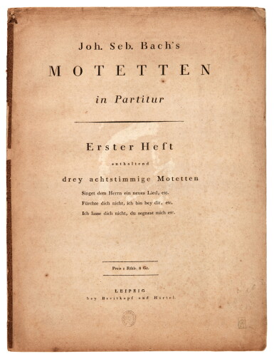 View full screen - View 1 of Lot 9. J.S. Bach. Four first and early editions, including of the "St. John Passion", first half of the nineteenth century.