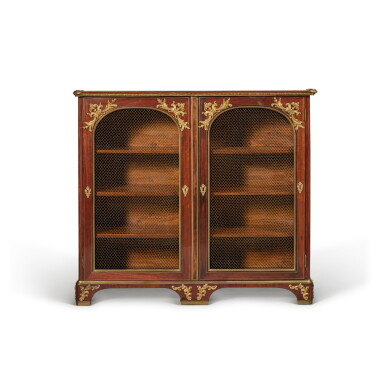 View full screen - View 1 of Lot 341. A Régence Brass inlaid and Gilt-Bronze Mounted Amaranth Bibliotheque, Circa 1720, Partially Remounted .