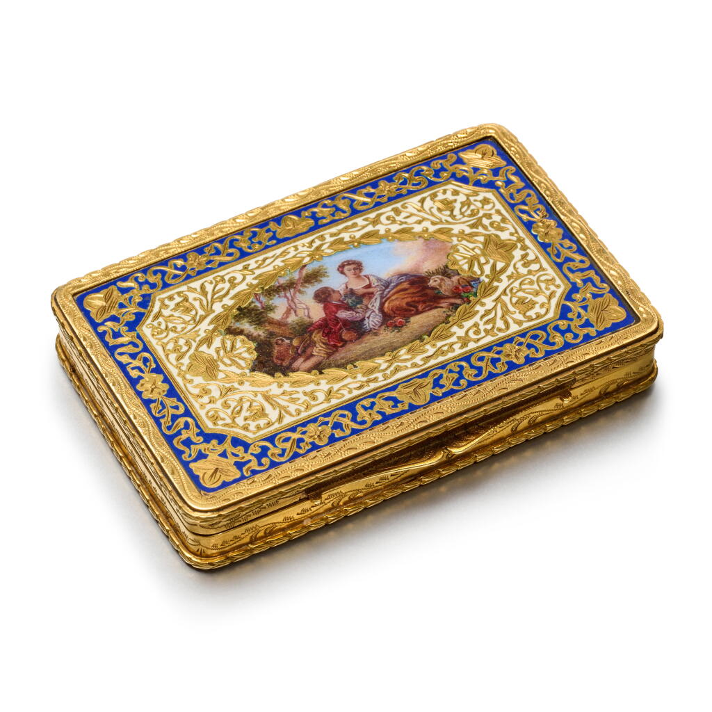 View full screen - View 1 of Lot 1104. A gold and enamel snuff box, continental, mid-19th century .