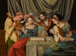A concert with a singer, flautist, lutenist and a jester
