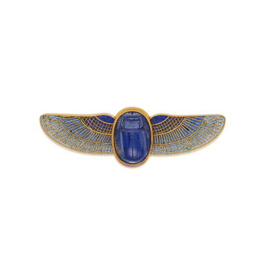 View full screen - View 1 of Lot 184. Gold, Lapis Lazuli and Micromosaic Brooch.