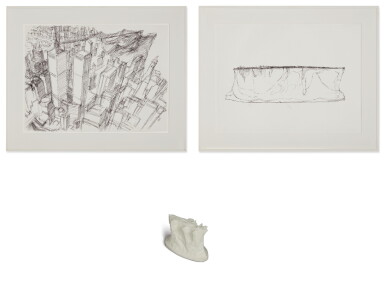 View full screen - View 1 of Lot 220. YUTAKA SONE | UNTITLED (DRAWINGS OF MANHATTAN AND MODEL) .