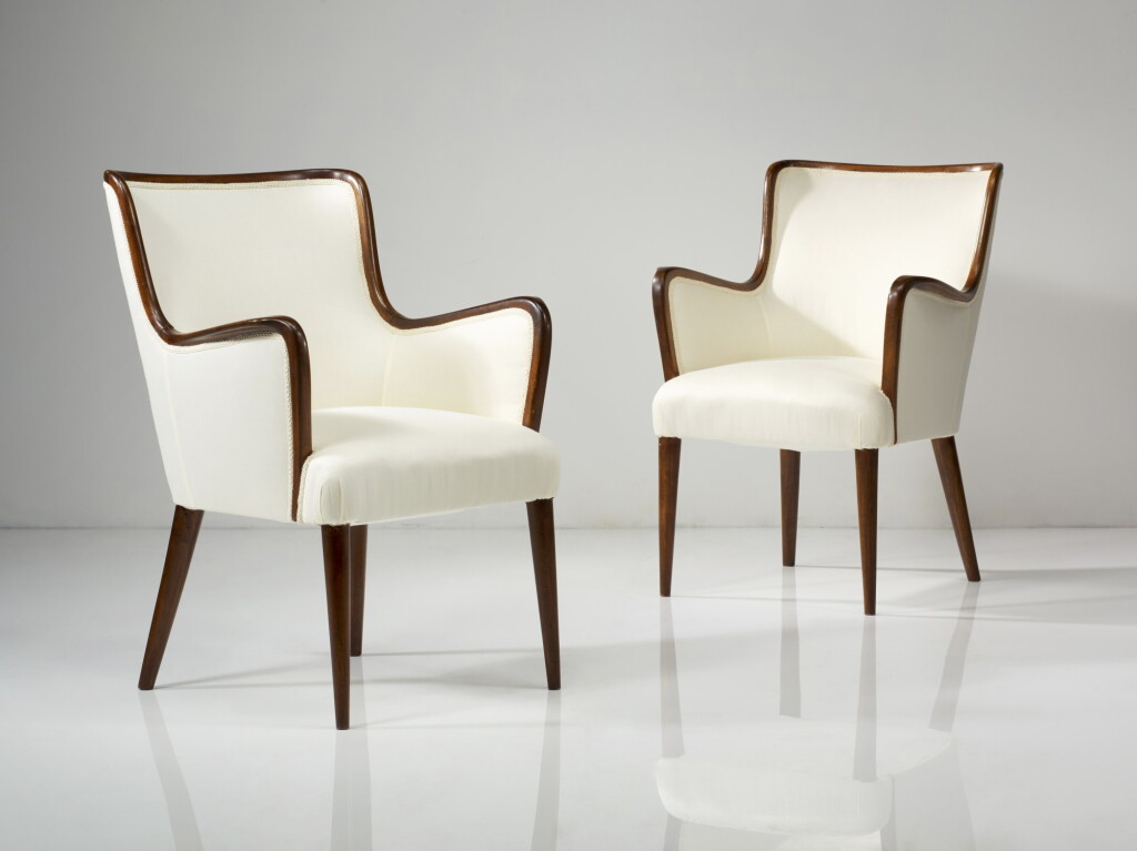 View full screen - View 1 of Lot 66. Pair of small armchairs, model n. 6415.