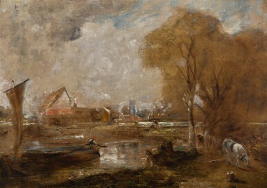 View full screen - View 1 of Lot 169. JOHN CONSTABLE R.A. | Study for Dedham Lock and Mill.