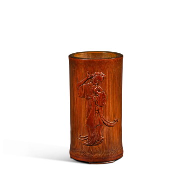View full screen - View 1 of Lot 106. A carved bamboo ‘lady’ brushpot.
