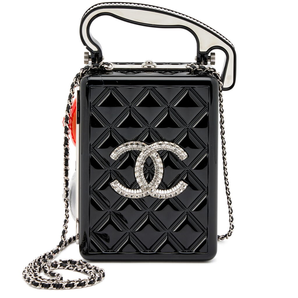 View full screen - View 1 of Lot 75. Limited Edition Black Plexiglass Traffic Light Minaudière Silver Hardware, 2020.