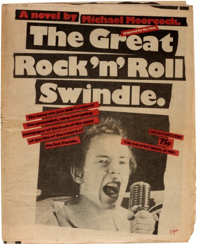 View full screen - View 1 of Lot 71. Michael Moorcock | The Great Rock 'n' Roll Swindle, promotional leaflet, 1980.