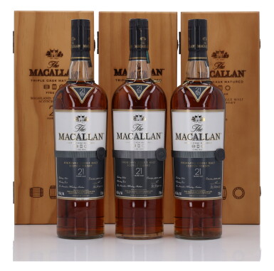 View full screen - View 1 of Lot 43. The Macallan 21 Year Old Fine Oak 43.0 abv NV (3 Bottles 75cl).