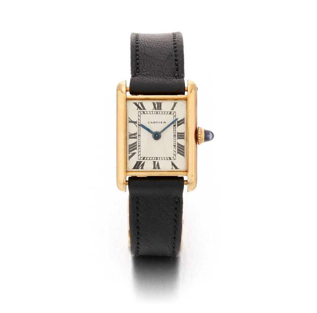 View full screen - View 1 of Lot 121. Yellow gold wristwatch Tank (Orologio da polso in oro giallo, Tank).