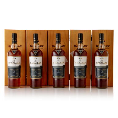 View full screen - View 1 of Lot 6407. The Macallan 21 Year Old Fine Oak Triple Cask 43.0 abv NV (5 BT70).