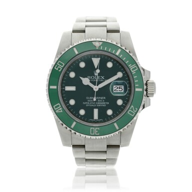View full screen - View 1 of Lot 46. Reference 116610LV Submariner 'Hulk' A stainless steel automatic wristwatch with date and bracelet, Circa 2014.
