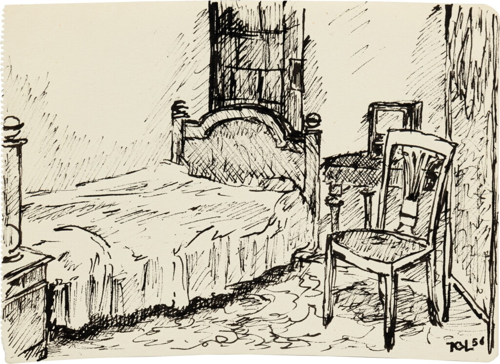 View full screen - View 1 of Lot 2053. Four drawings reprensenting Interiors scenes | Quatre dessins représentants des scènes d'intérieurs.