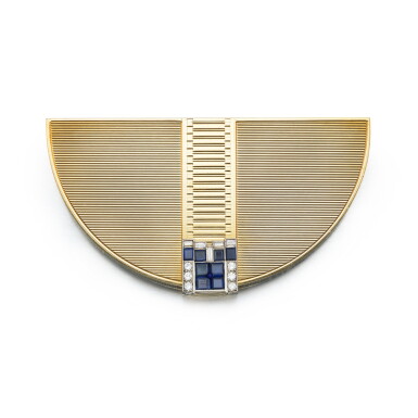 View full screen - View 1 of Lot 207. Cartier | Gold, Sapphire and Diamond Compact 卡地亞 黃金鑲藍寶石及鑽石粉盒.