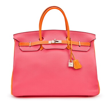 View full screen - View 1 of Lot 7805. Rose Lipstick and Potiron Clemence Birkin 40 HSS Brushed Palladium Hardware, 2012.