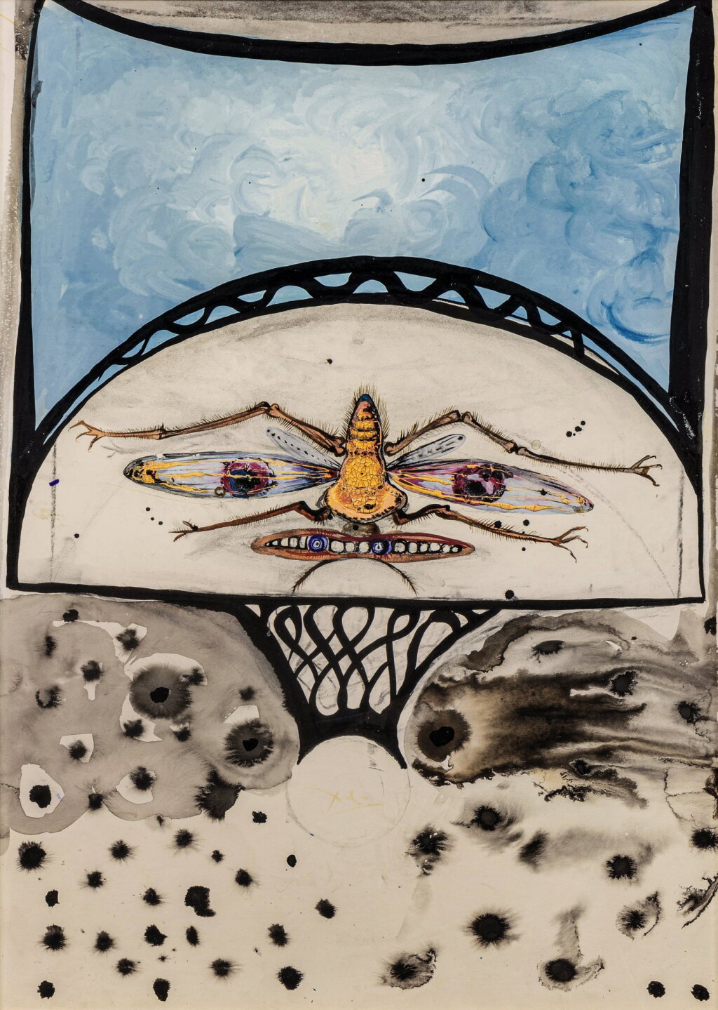 View full screen - View 1 of Lot 21. Harlequin, illustration pour la série lithographique Anamorphoses .