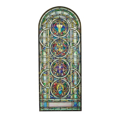 View full screen - View 1 of Lot 13. TIFFANY STUDIOS | "SCENES FROM THE LIFE OF CHRIST" WINDOW.