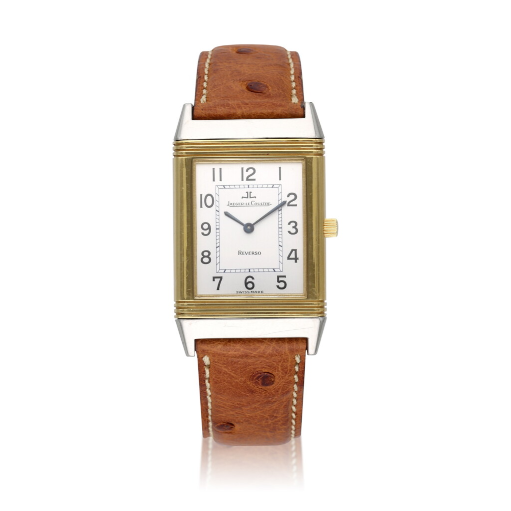 全螢幕檢視 - 查看392Reference 250.5.86 Reverso Classique | A yellow gold and stainless steel reversible wristwatch, Circa 1990的1