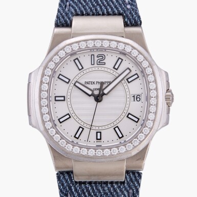View full screen - View 1 of Lot 209. Nautilus, Reference 7010G-001 | A white gold and diamond-set wristwatch with date | Circa 2017.