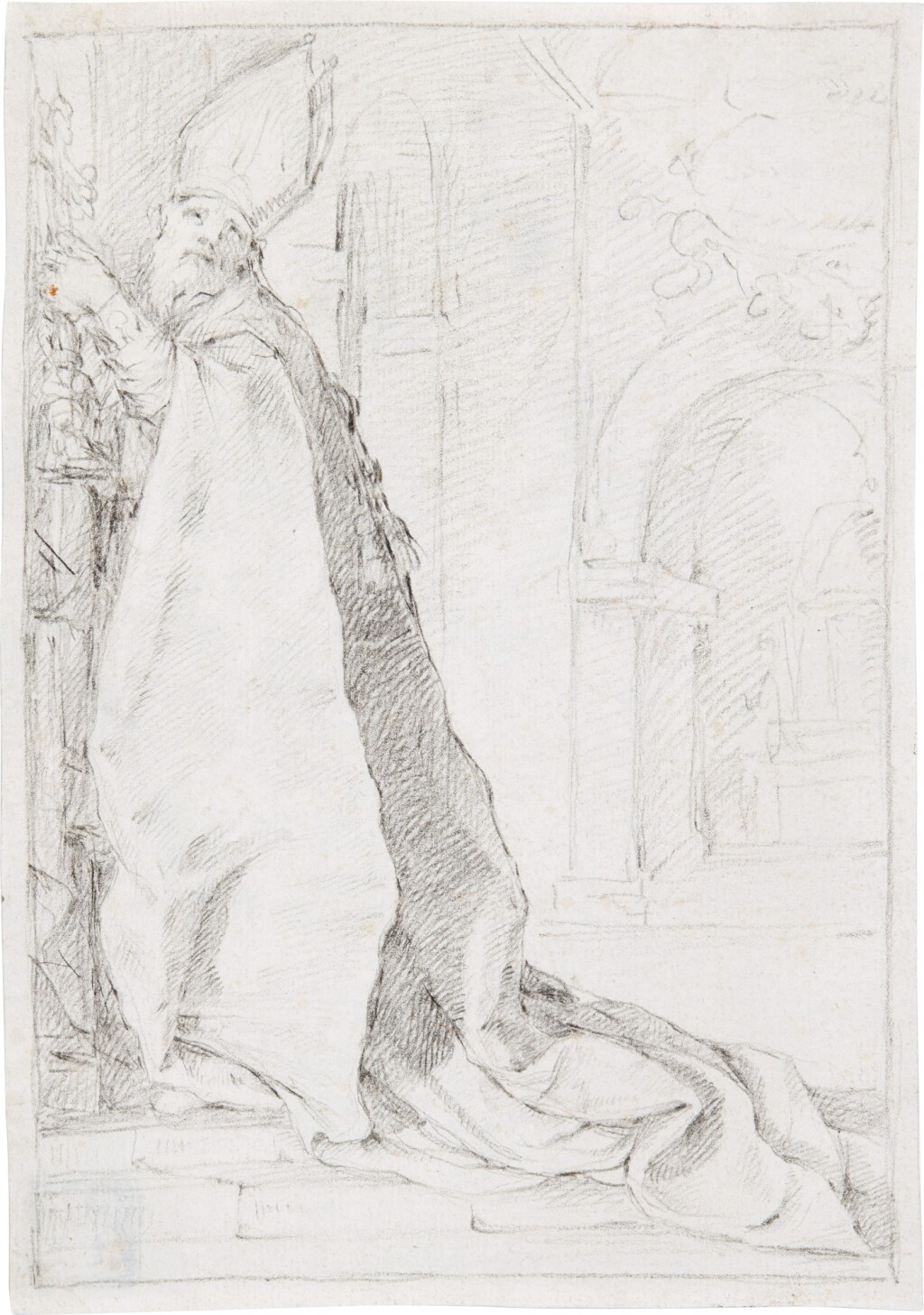 View full screen - View 1 of Lot 90. A bishop at an altar, holding a cross.