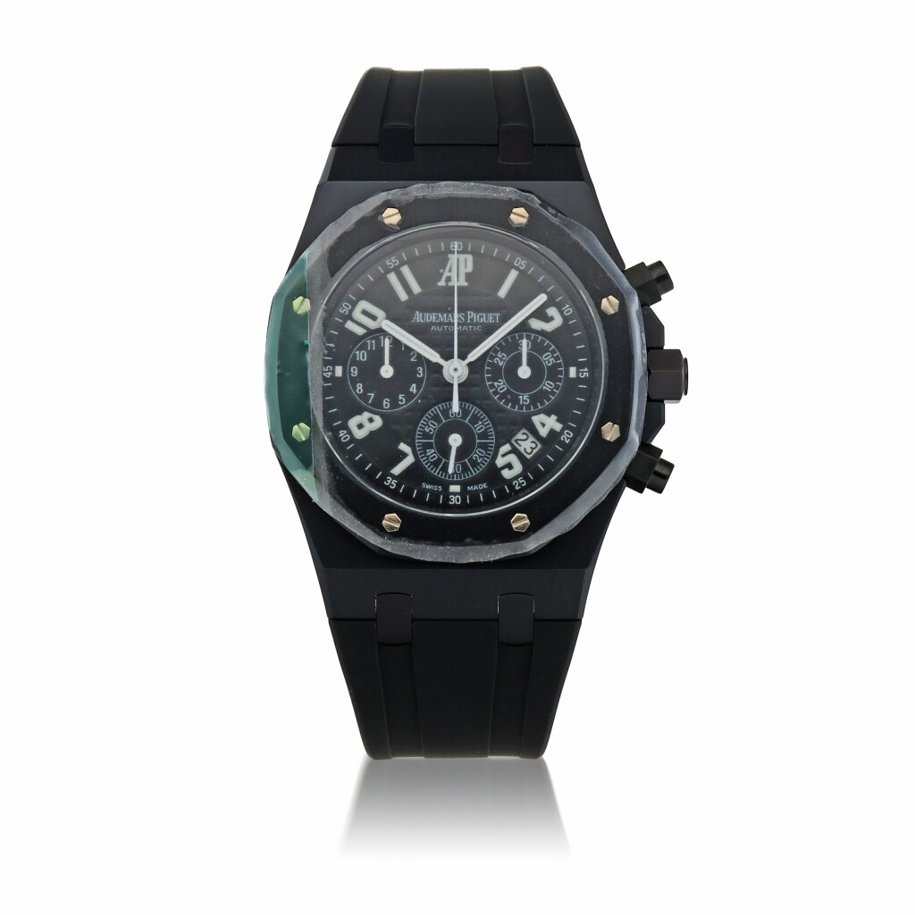 View full screen - View 1 of Lot 379. NEW YORK BOUTIQUE EDITION ROYAL OAK, REF 26014SN.OO.D002CR.01 PVD-COATED STAINLESS STEEL CHRONOGRAPH WRISTWATCH WITH DATE CIRCA 2003.