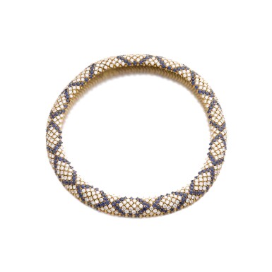 View full screen - View 1 of Lot 450. Sapphire and diamond necklace.