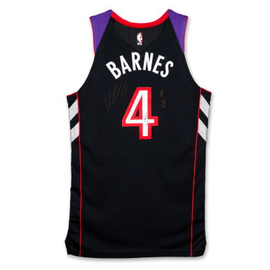 View full screen - View 1 of Lot 92. Scottie Barnes Toronto Raptors 2024-2025 Game Worn & Signed Jersey | Matched to 7 Games | Signed by Scottie Barnes, Brandon Ingram, Immanuel Quickley, and Sandro Mamukelashvili.