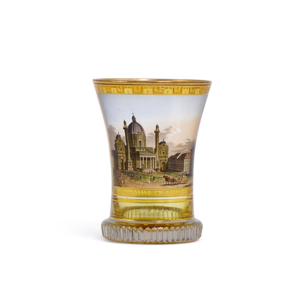 View full screen - View 1 of Lot 109. A Vienna transparent-enamelled topographical beaker, Ranftbecher, circa 1815-20.