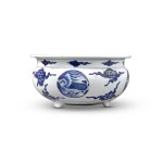 A blue and white 'crane' censer, Qing dynasty, Kangxi period