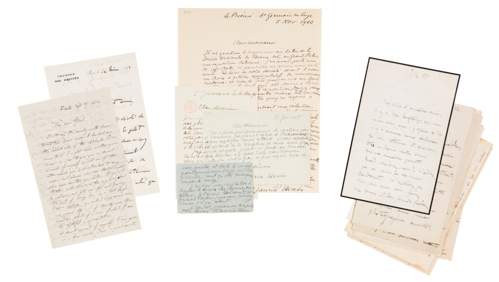 View full screen - View 1 of Lot 27. Ensemble de 21 lettres autographes signées, dont une lettre de Clemenceau à Claude Monet. .
