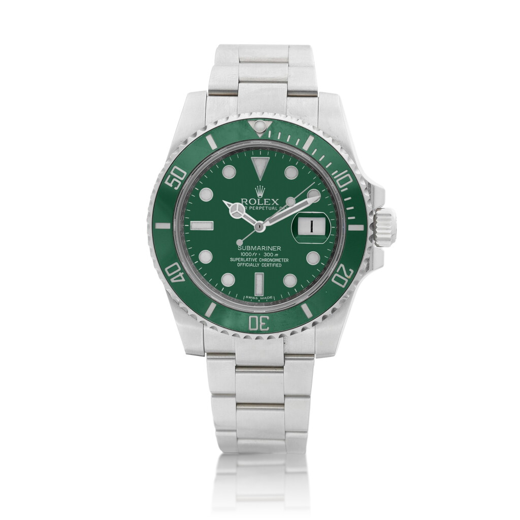 View full screen - View 1 of Lot 8241. Submariner "Hulk", Reference 116610LV | A stainless steel wristwatch with date and bracelet, Circa 2014 | 勞力士 Submariner “Hulk" 型號116610LV | 精鋼鏈帶腕錶,備日期顯示,約2014年製.
