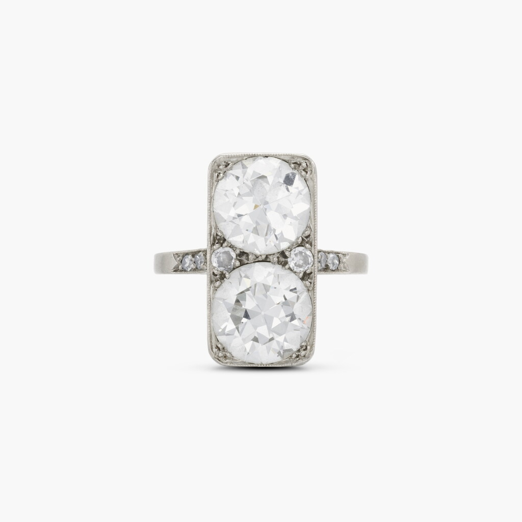 View full screen - View 1 of Lot 8. Two Stone Diamond Plaque Ring .