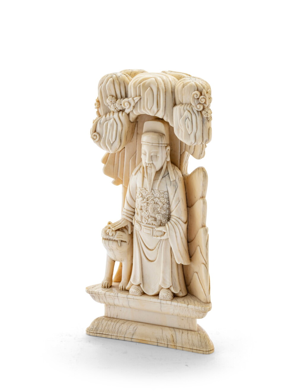 View full screen - View 1 of Lot 189. An ivory 'scholar and tiger' group carving Qing dynasty, 18th-19th century | 清十八至十九世紀 象牙雕人物故事擺件.