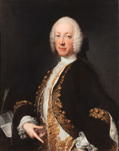 View full screen - View 1 of Lot 100. North Italian School, circa 1745, Portrait of a Nobleman | Ecole du Nord de l'Italie, vers 1745, Portrait d'un gentilhomme.