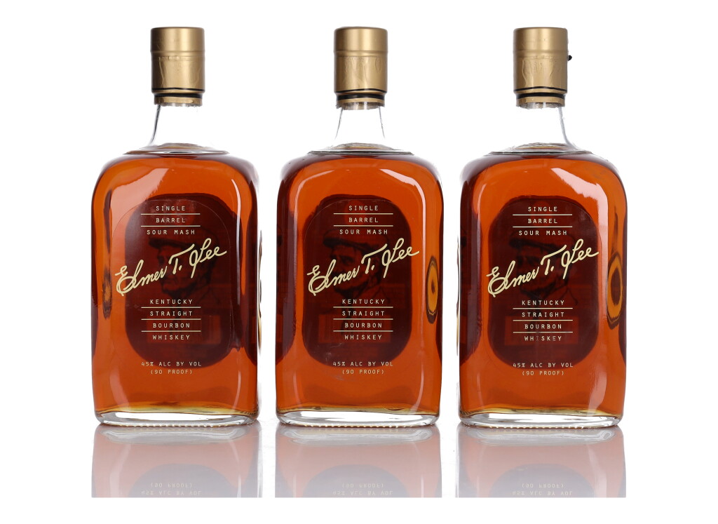 View full screen - View 1 of Lot 171. Elmer T. Lee Single Barrel 90 Proof NV (3 Bottles 75cl).