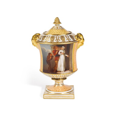 View full screen - View 1 of Lot 376. A Chamberlain Worcester Salmon Pink-Ground Vase and Cover, Circa 1816.