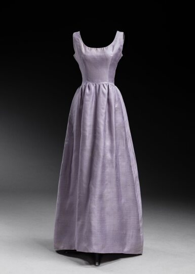 View full screen - View 1 of Lot 40. Haute Couture Lavender organza-style woven silk dress, Circa 1960.