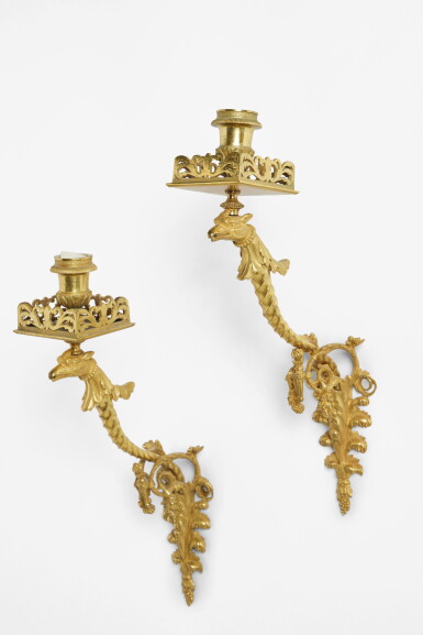 View full screen - View 1 of Lot 318. A Pair of Louis XVI Gilt-Bronze Single-Light Appliques, Circa 1780.