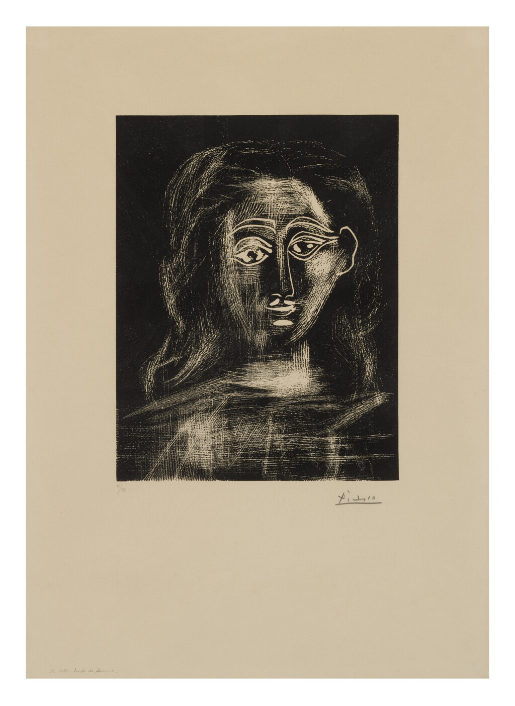 View full screen - View 1 of Lot 31. PABLO PICASSO | JACQUELINE AUX CHEVEUX FLOUS, EN BUSTE (B. 1091; BA. 1295).