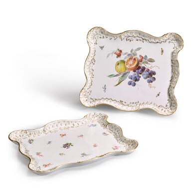 View full screen - View 1 of Lot 118. Two similar Meissen moulded rectangular trays, circa 1900.