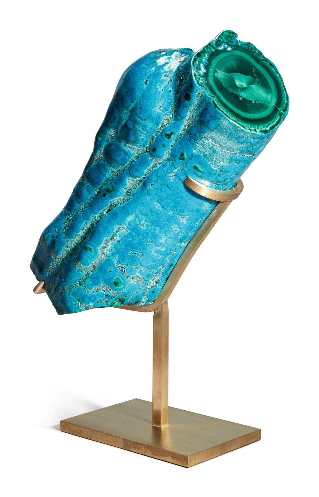 View full screen - View 1 of Lot 80. A MALACHITE CHRYSOCOLLA DOUBLE STALACTITE.