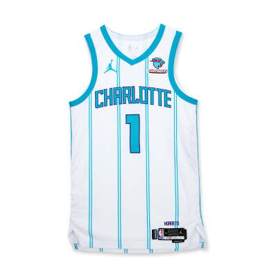View full screen - View 1 of Lot 195. LaMelo Ball Charlotte Hornets 2023-2024 Game Worn Association Edition Jersey | Double-Double.