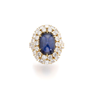 View full screen - View 1 of Lot 453. Sapphire and diamond ring.