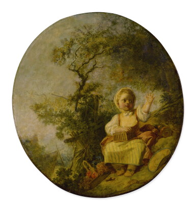 View full screen - View 1 of Lot 45. JEAN-HONORÉ FRAGONARD | GIRL WITH A BIRDCAGE SEATED IN A LANDSCAPE.