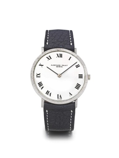 View full screen - View 1 of Lot 181. AUDEMARS PIGUET | AN ULTRA-THIN WHITE GOLD WRISTWATCH CIRCA 1985.