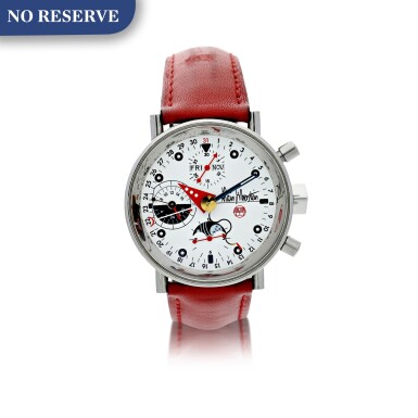 View full screen - View 1 of Lot 181. ALAIN SILBERSTEIN | KRONO 2 A LIMITED EDITION STAINLESS STEEL AUTOMATIC ANNUAL CALENDAR CHRONOGRAPH WRISTWATCH WITH MOON PHASES, CIRCA 1993.