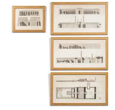 View full screen - View 1 of Lot 74. Lot de sept gravures représentant des temples de Thèbes, issues de l'ouvrage: Description de L'Égypte, ou Recueil des Observations et des Recherches qui ont été faites en Égypte pendant L'Expédition de L'Armée Française, 1809-1828, Paris, Imprimerie Impériale. .