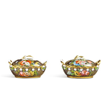 View full screen - View 1 of Lot 385. A Pair of Spode 'Pattern 1166' Violeteers and Pierced Covers, Circa 1820.