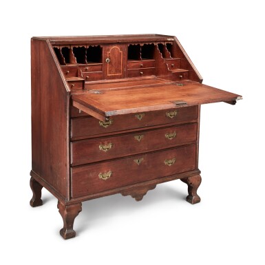 View full screen - View 1 of Lot 1046. Very Rare Queen Anne Walnut 'Octorara' Slant-Front Desk, Chester County, Pennsylvania or Frederick County, Maryland, Circa 1745.