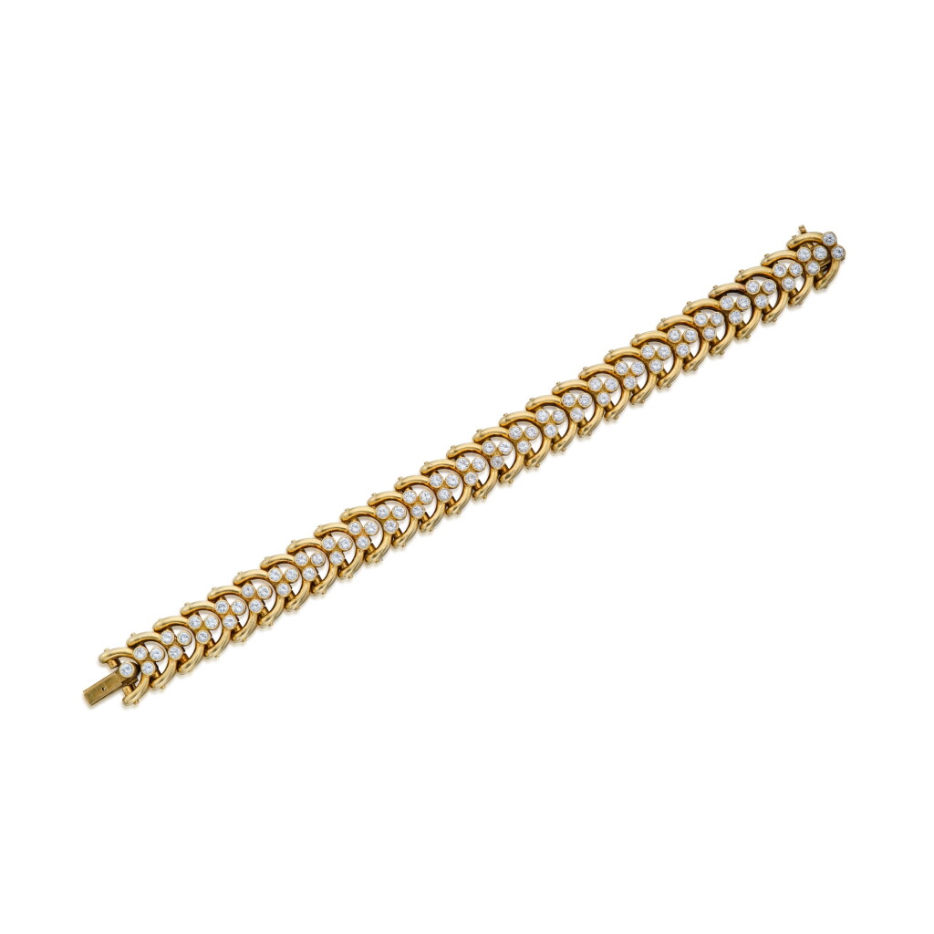 View full screen - View 1 of Lot 374. Gold and Diamond Bracelet.